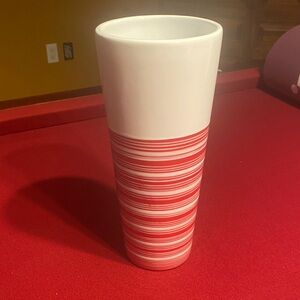Striped Red and White Ceramic Vase - Home Accents